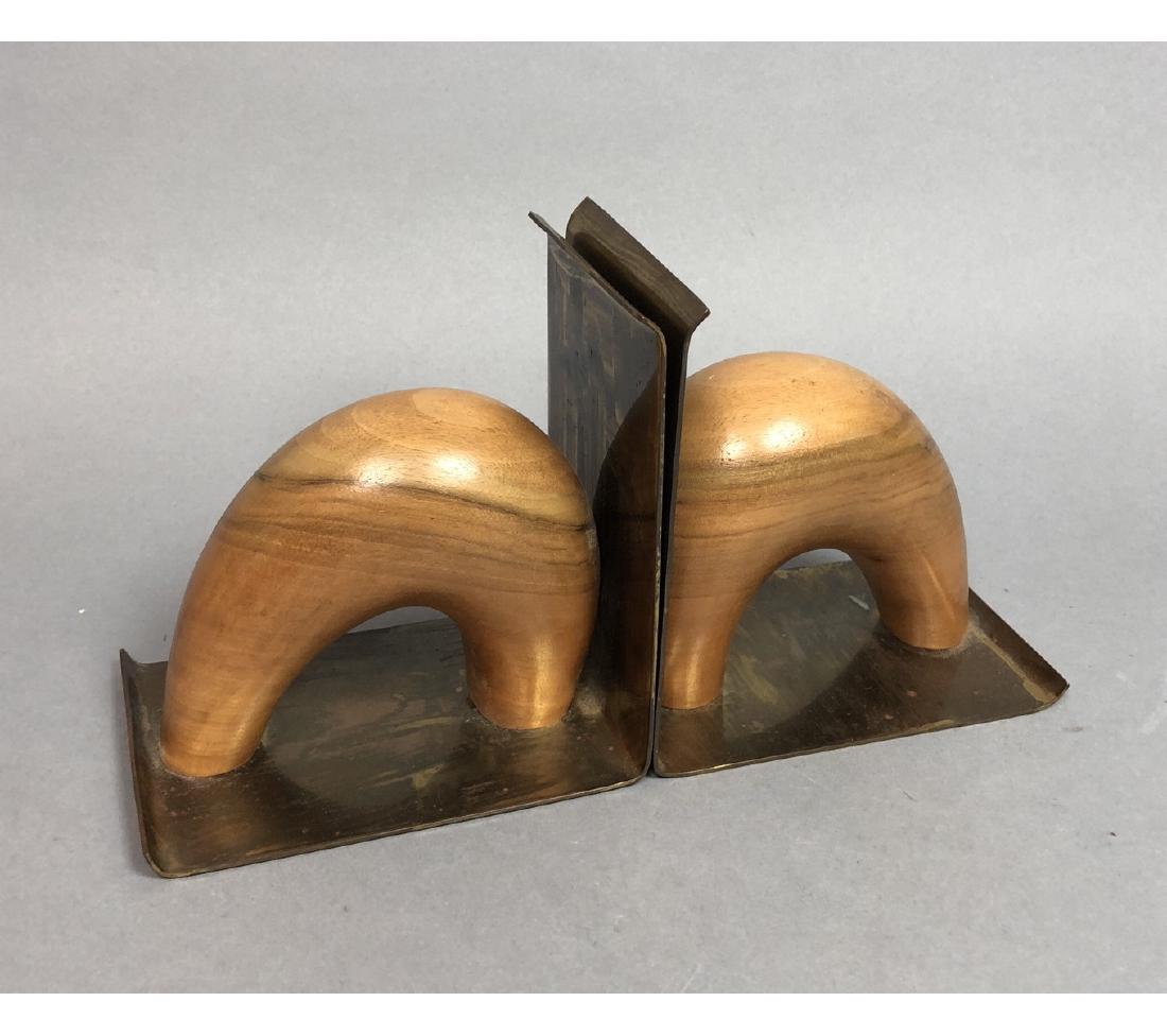 Pr CARL AUBOCK style Brass Wood Bookends. L form (1 of 10)