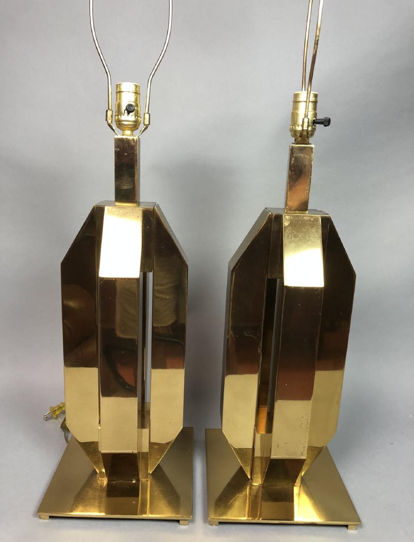 Pr Stylish Modernist Brass Table Lamps. 4 sculptu (1 of 6)