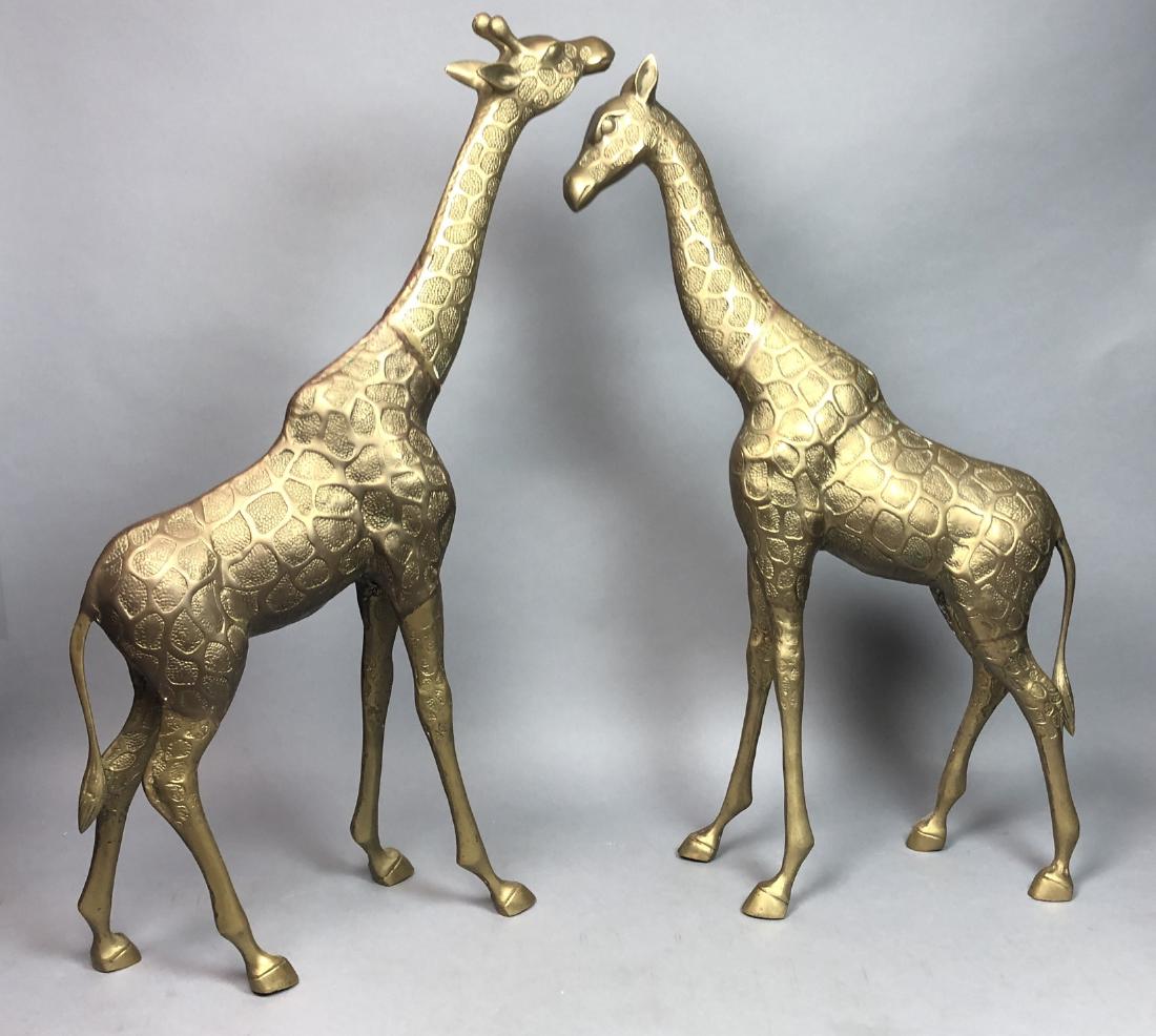 Pr Modernist Brass Figural Giraffes. Detailed fin (1 of 9)