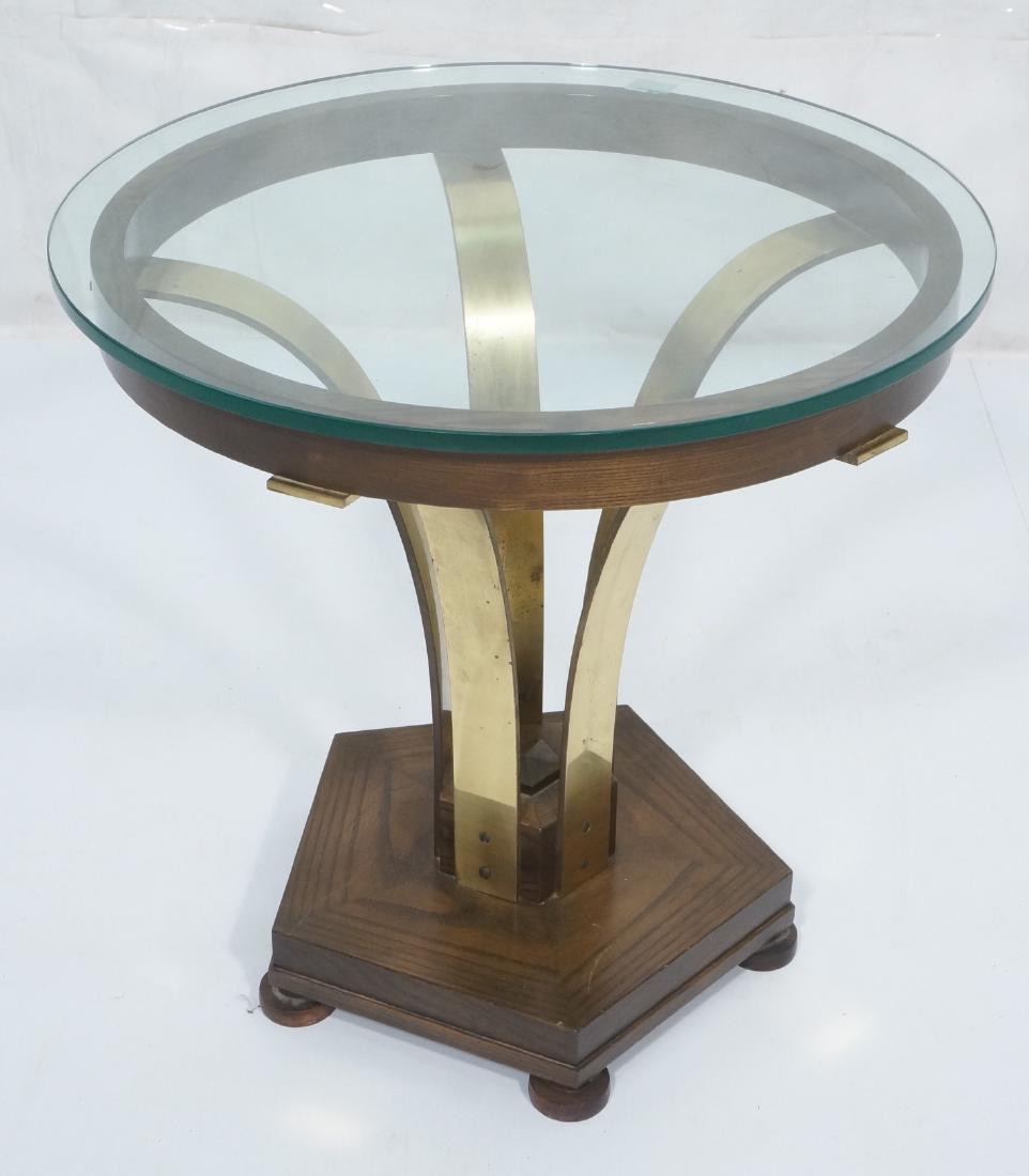 DUNBAR Modernist Round Glass Top Side Table. Pent (1 of 11)