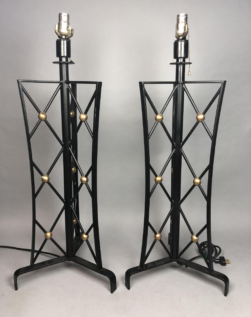 Pr JEAN ROYERE Style Metal Table Lamps. 3 wing pa (1 of 7)