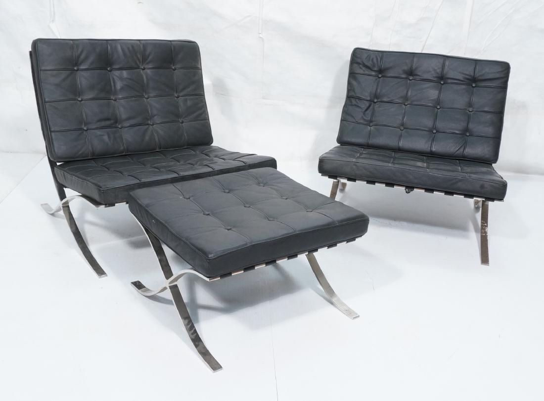 3pc MIES VAN DER ROHE Barcelona Chairs & Ottoman. (1 of 16)