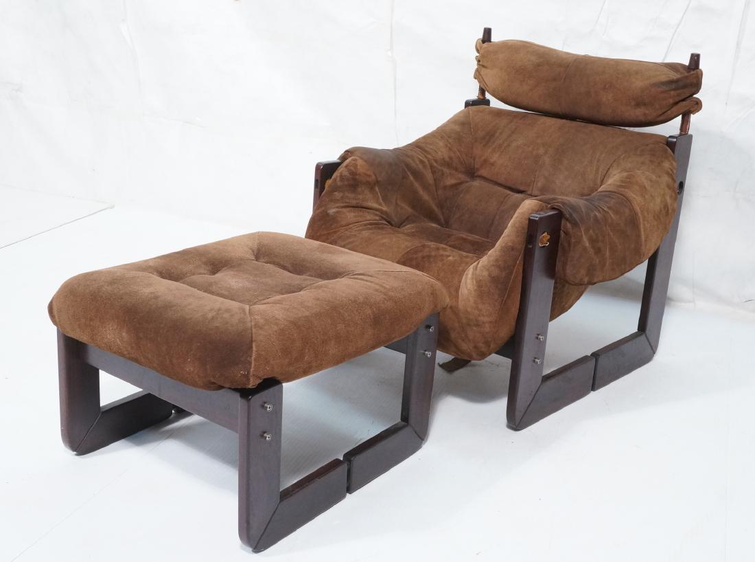 Brazilian LAFER Brown Suede  Lounge Chair Ottoman (1 of 15)