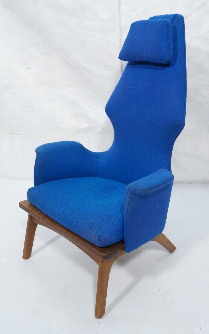 ADRIAN PEARSALL American Modern Walnut Tall Chair: ADRIAN PEARSALL American Modern Walnut Tall Chair. Cobalt Blue Upholstery on Tall Angled Back Lounge Chair. -- Dimensions: H: 46 inches: W: 31.5 inches: D: 32 inches ---
