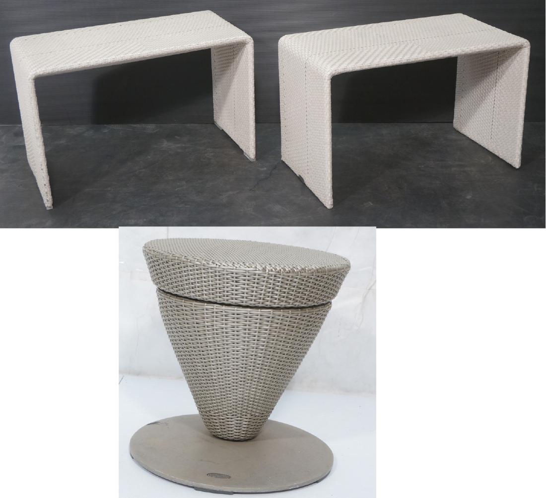 3pc DEDON Woven Plastic Patio Tables. One pearliz (1 of 20)