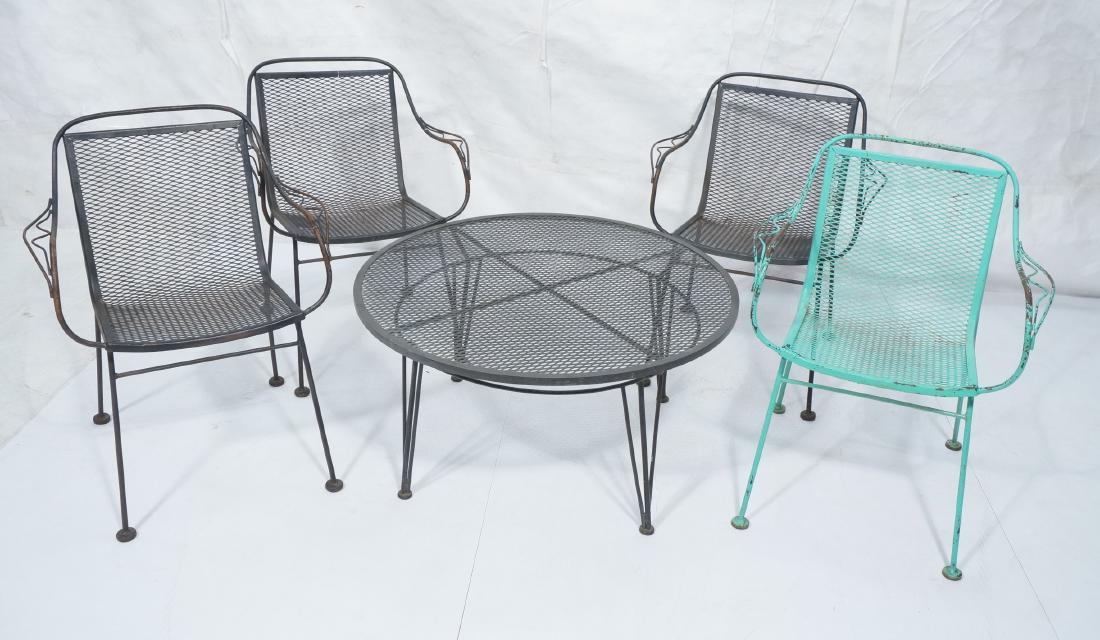 5pc Outdoor Iron Patio Set. 4 chairs with decorat (1 of 14)
