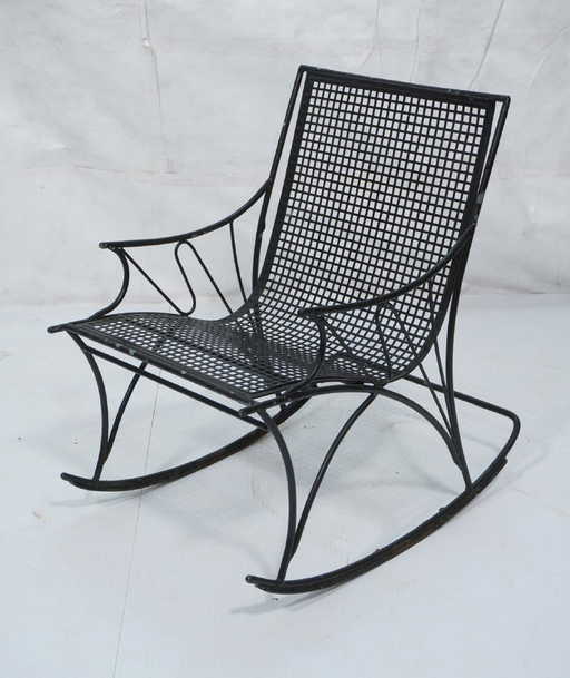 Modernist Black Iron Outdoor Rocker Rocking Chair