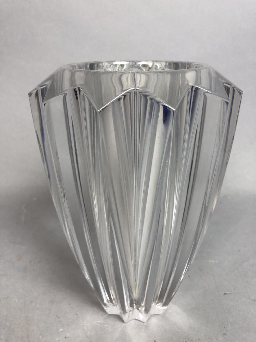 ORREFORS 8" Clear Crystal Ribbed Vase. Marked. Si (1 of 5)
