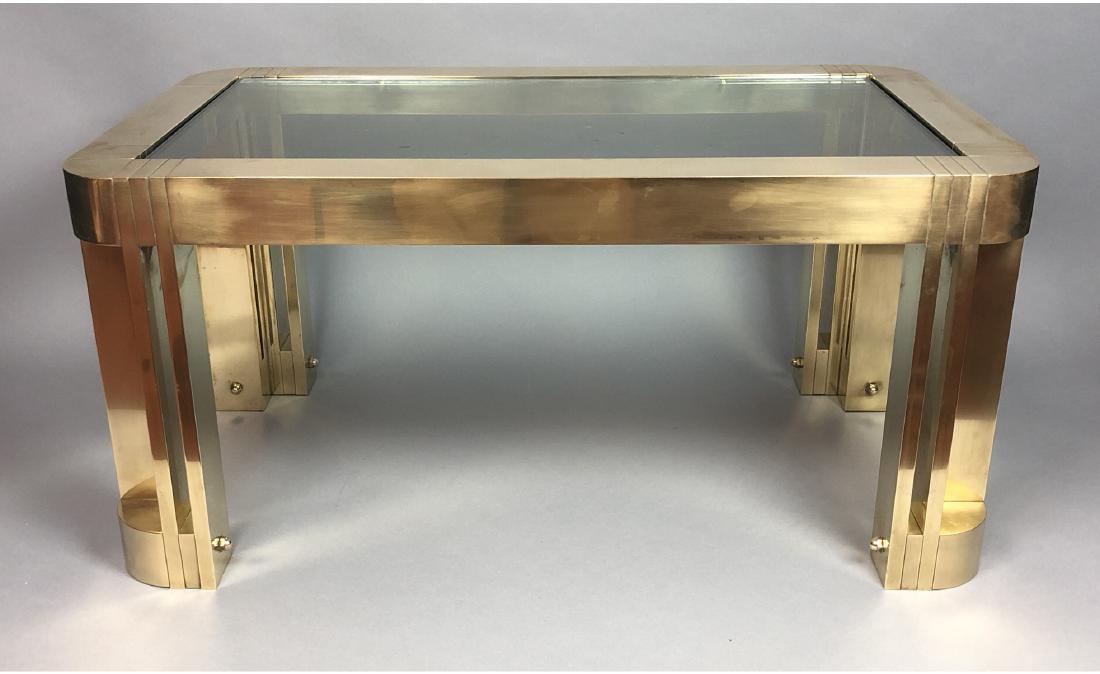 Gabriel Crespi Style Brass Frame Inset Glass Low (1 of 8)