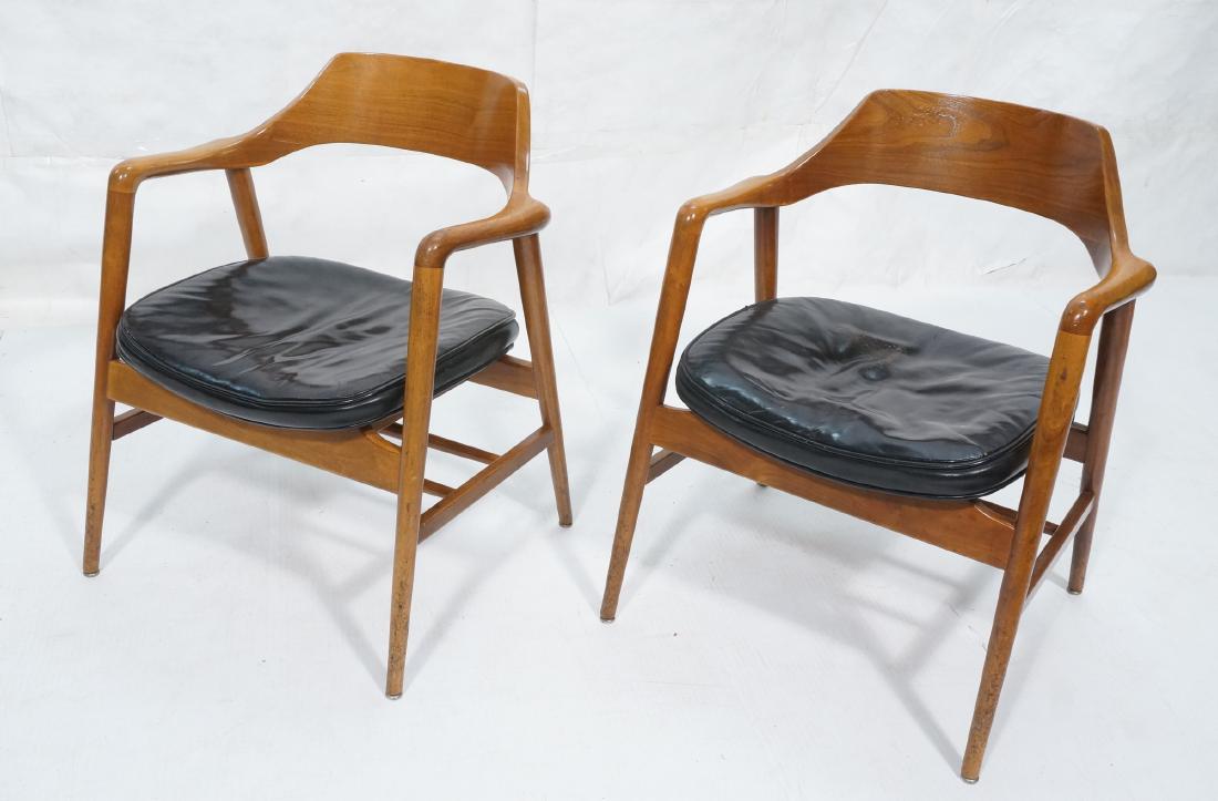 Pr WH GUNLOCKE Sculptural Walnut Arm Chairs. Roun (1 of 16)