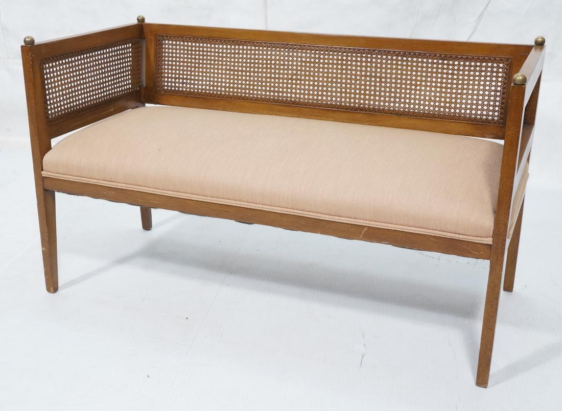French Style Cane Arm & Back Bench. Warm wood fra (1 of 11)