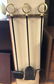 Set Modernist Brass Iron Hanging Fireplace Tools.