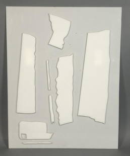 DAVID PORTER "NAWADWADID" White Plexi Wall Sculpture: DAVID PORTER "NAWADWADID" White Plexi Relief Wall Sculpture. Signed on back, dated 1964-- Dimensions: H: 26.25 inches: W: 20.5 inches ---