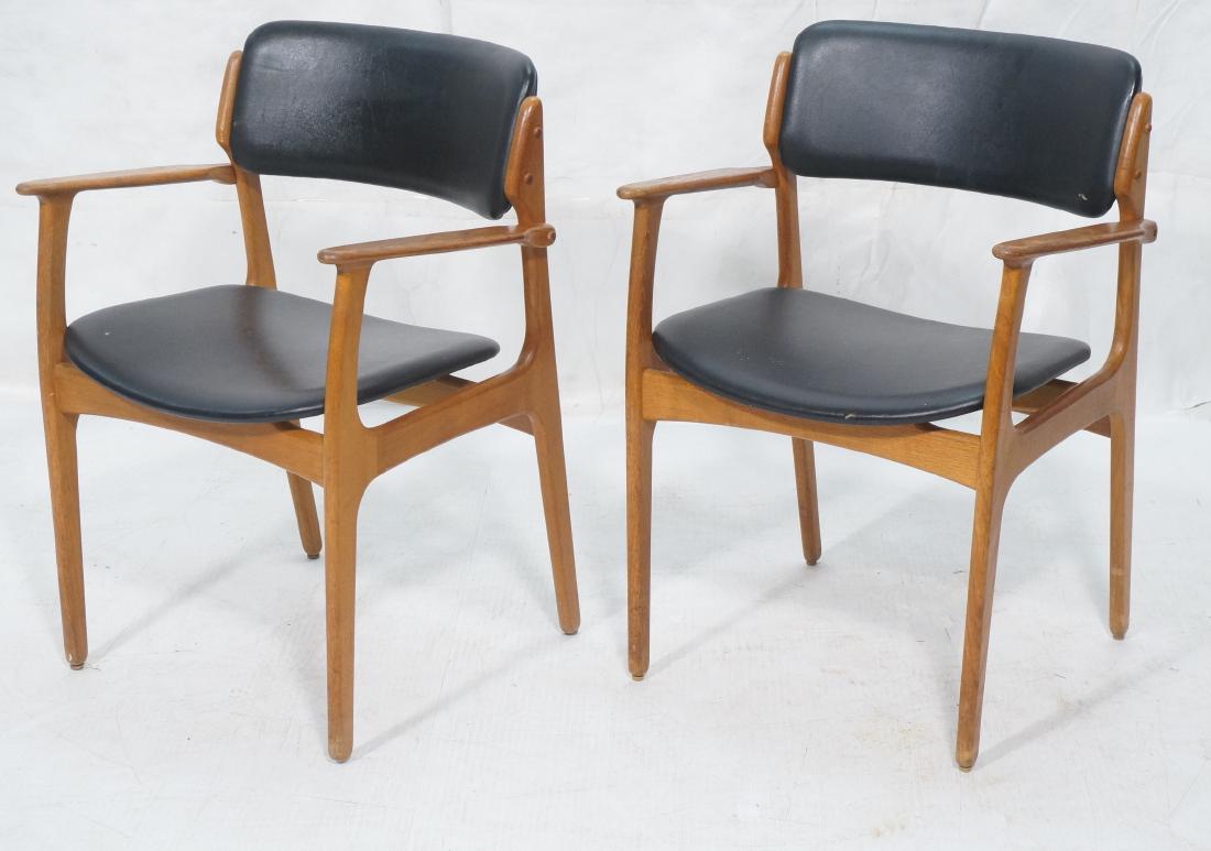 Pr Black Vinyl O.D. MOBLER A-S Danish Teak Arm Ch (1 of 12)