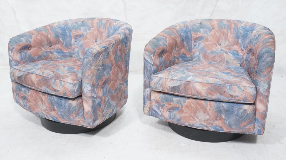 Pair Milo Baughman Style Swivel Lounge Chairs.  W (1 of 12)