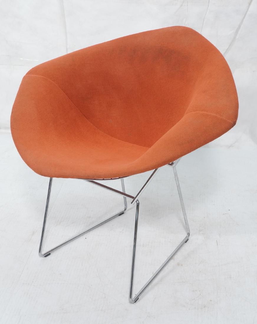 HARRY BERTOIA Modernist Diamond Chair. Chromed st: HARRY BERTOIA Modernist Diamond Chair. Chromed steel metal frame. Red tweed slipcover on chrome grid shell. Marked, paper tag.-- Dimensions: H: 30 inches: W: 33 inches: D: 24 inches ---