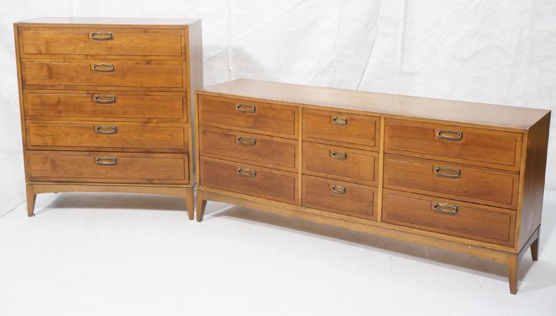 2Pc Modern Walnut Bedroom Set. High and low chest (1 of 18)
