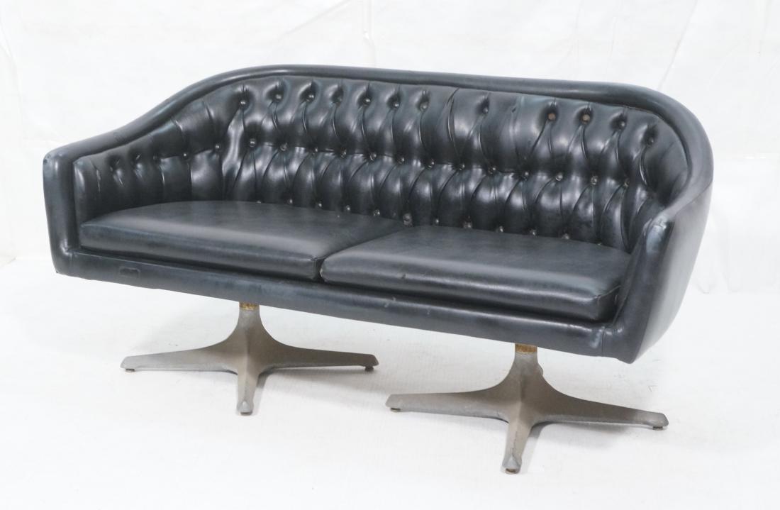 Black Vinyl CHROMCRAFT Modernist Sofa Couch. Doub (1 of 14)