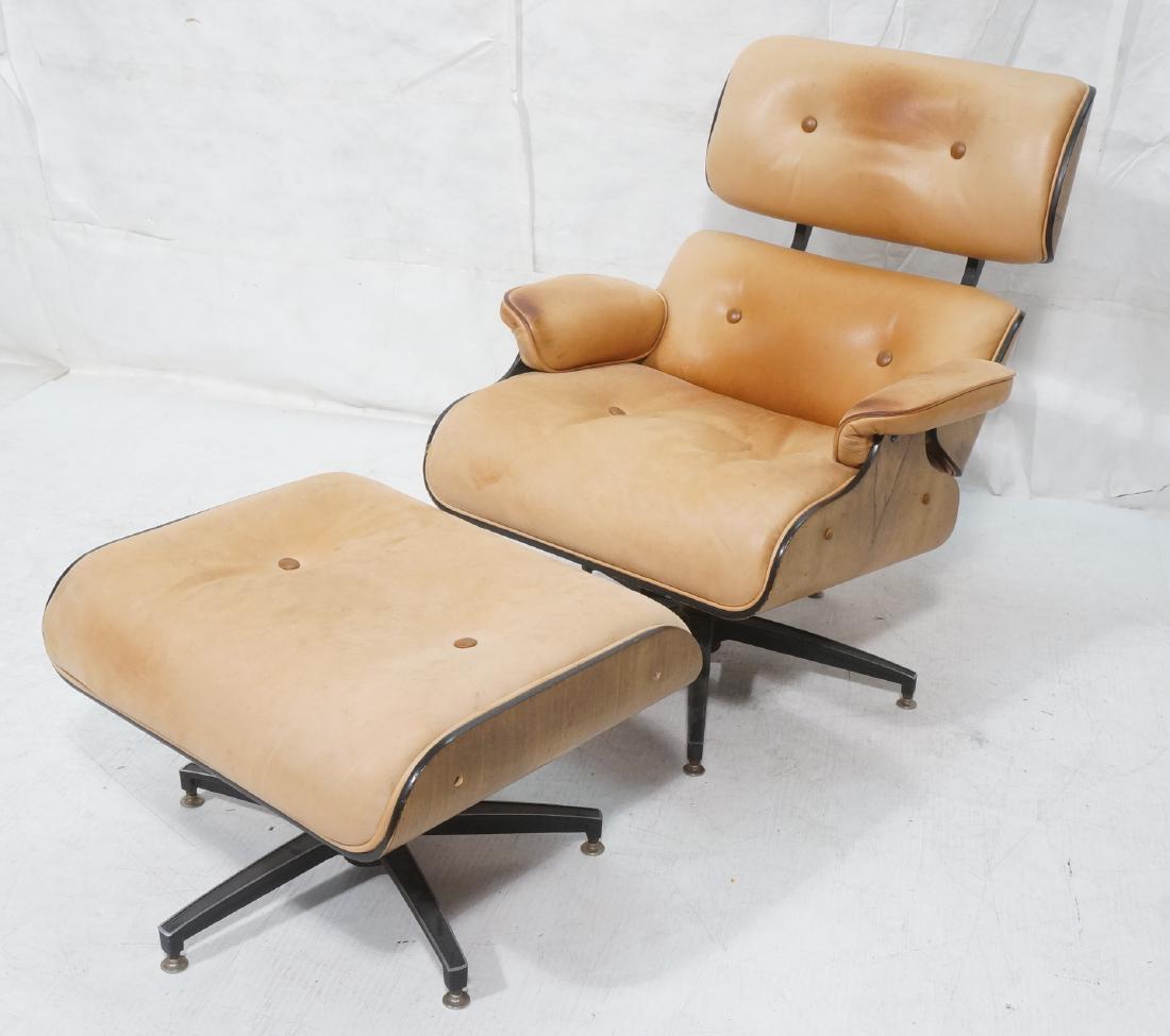 EAMES style Natural Leather Lounge Chair & Ottoma (1 of 11)
