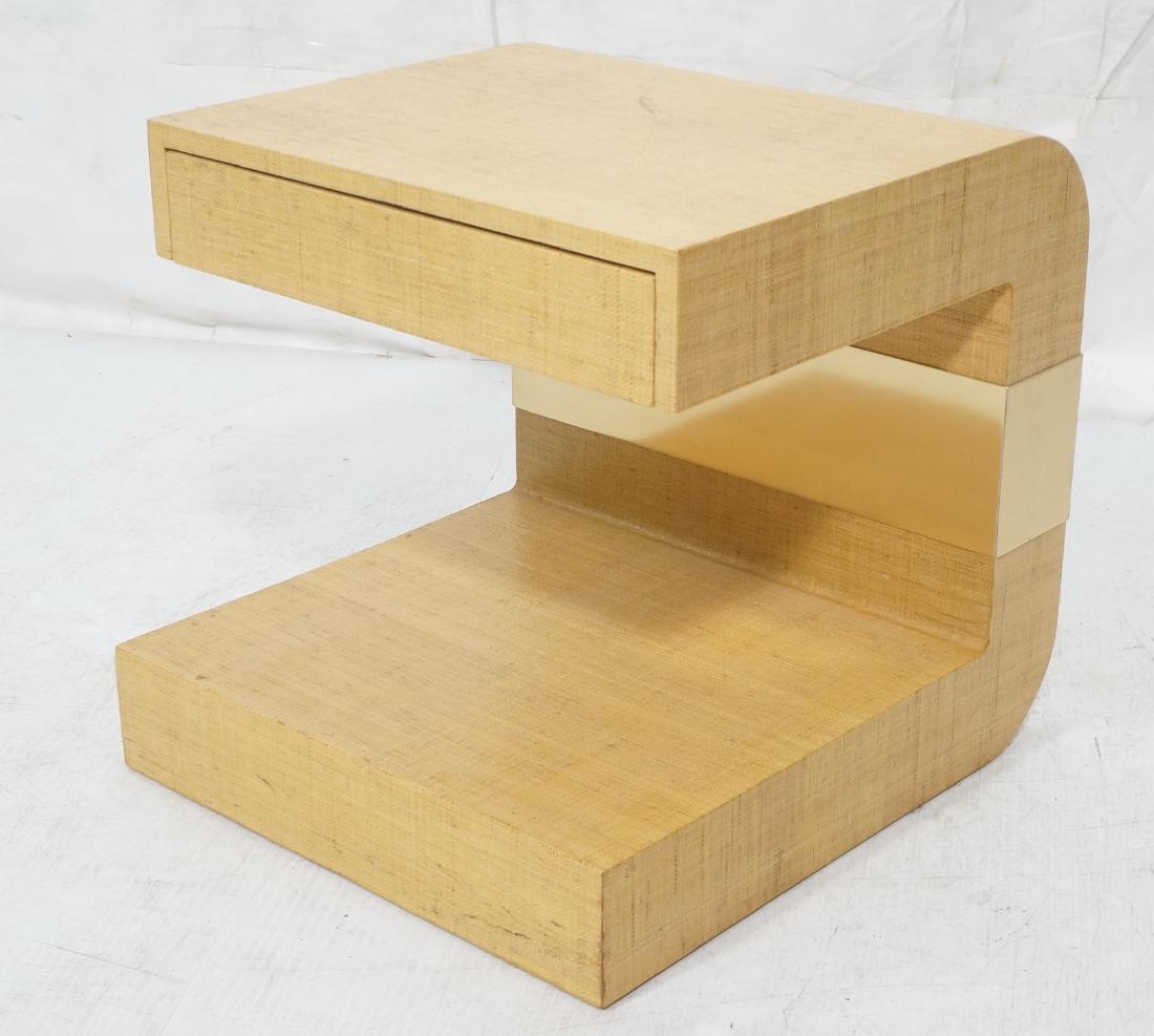 SPRINGER style Lacquered Grasscloth Side Table. M (1 of 10)