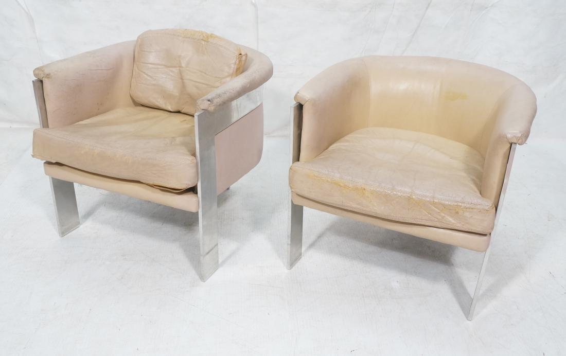 Pr MILO BAUGHMAN style Barrel Back Lounge Chairs. (1 of 13)