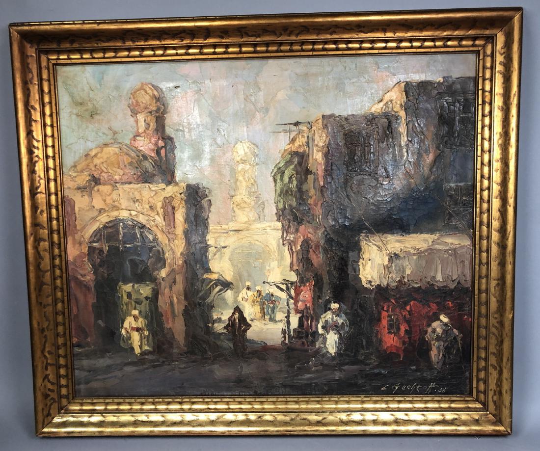 L. GECHTOFF Oil Painting. Middle Eastern scene wi (1 of 7)