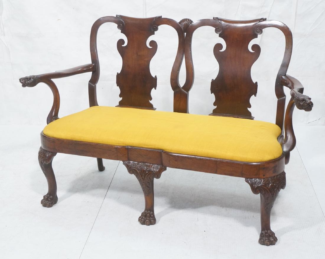 Antique Mahogany Carved Settee Seating. Carved li (1 of 20)