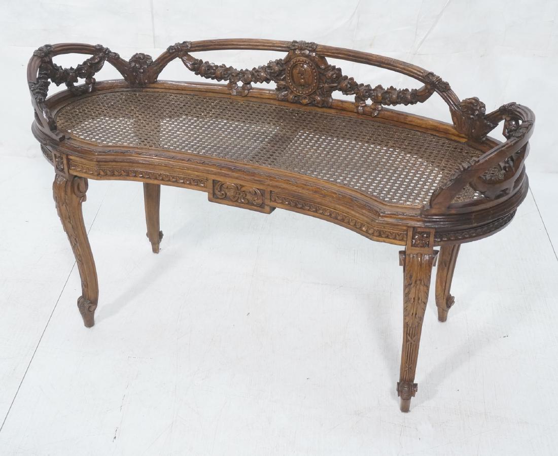 French Style Caned Seat Carved Wood Bench. Decora (1 of 13)