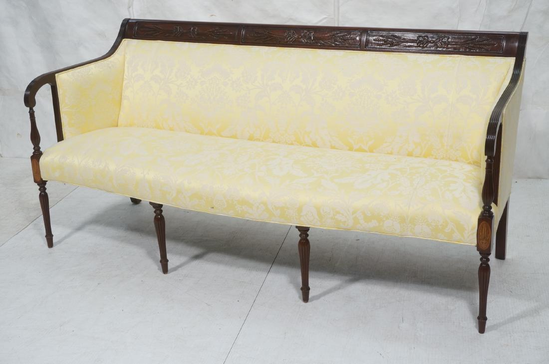Carved Damask Upholstered Sofa Couch. Fluted carv (1 of 10)