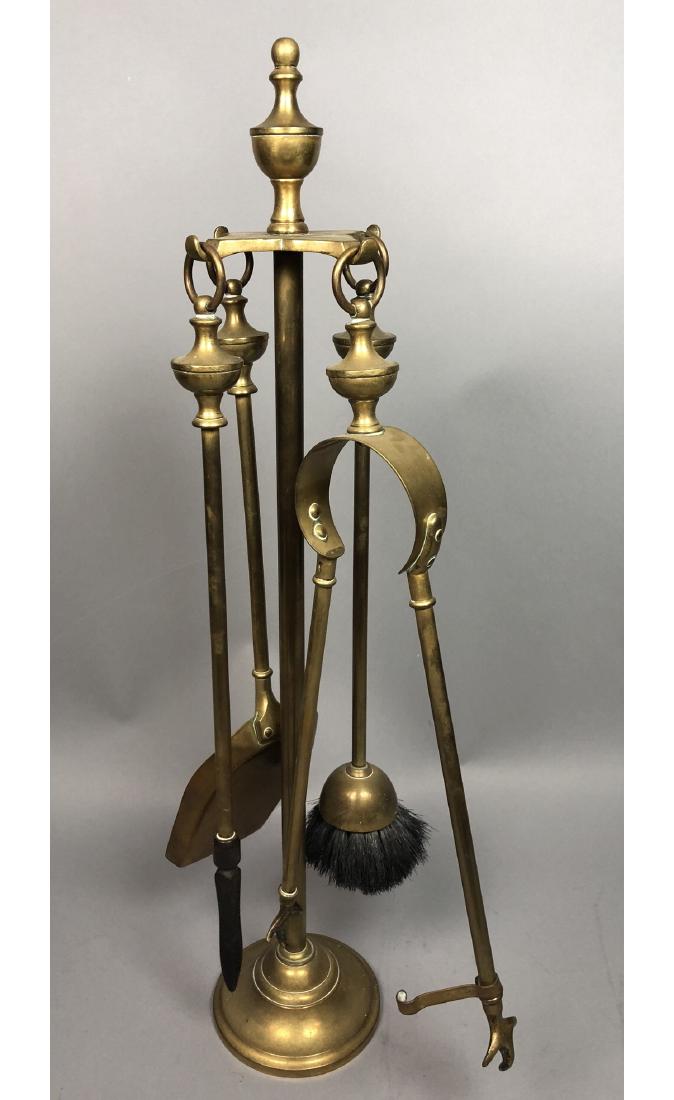 Antique Brass Fireplace Tools on Stand. 4 tools o (1 of 7)
