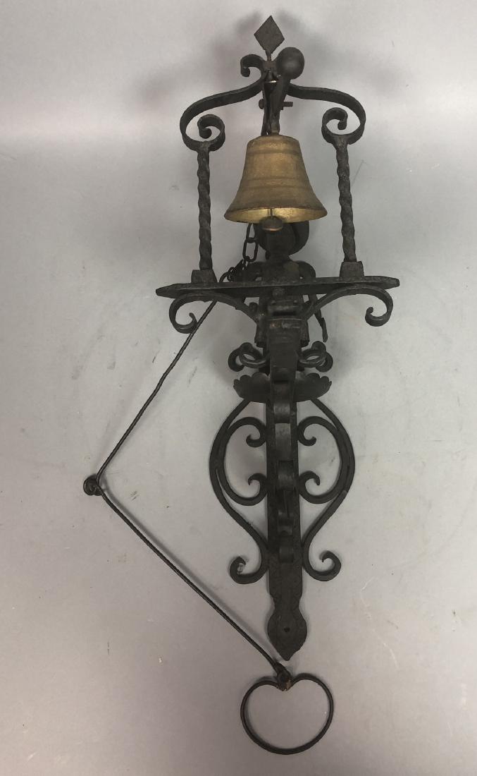 Wrought Iron Vintage Wall Mounted Bell. Iron figu (1 of 5)