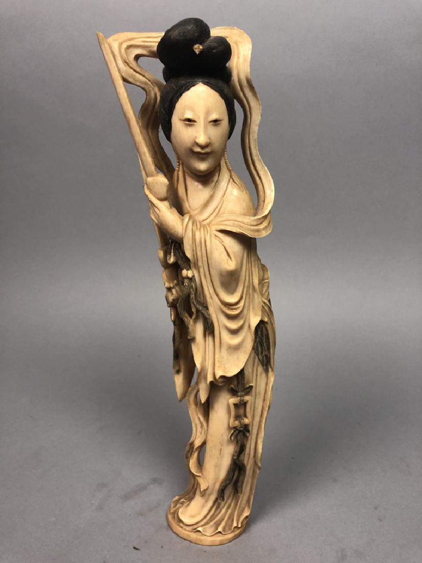 Signed Carved Asian Chinese Female Figural Sculpt (1 of 10)