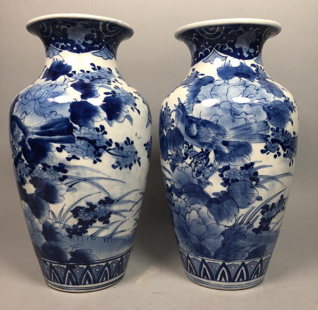 Pr Blue & White Decorated Asian Style Large Vases (1 of 7)