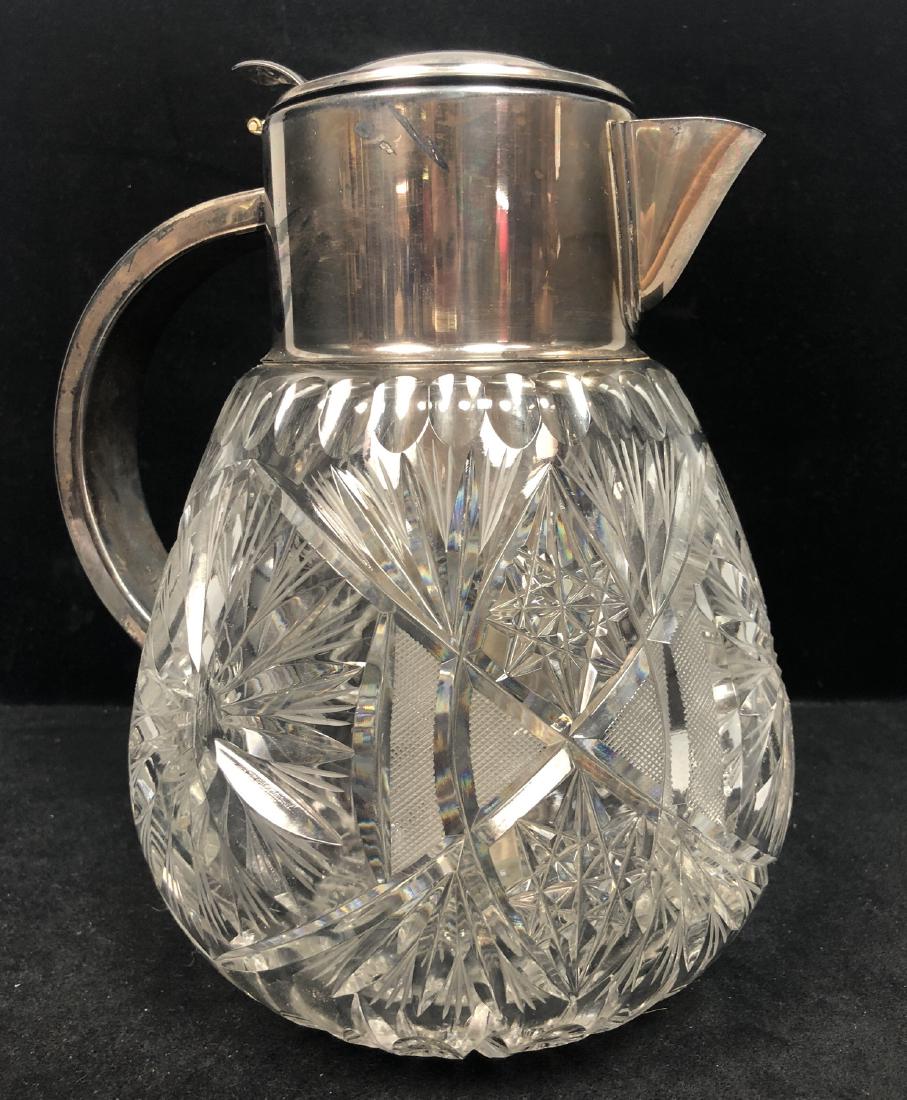 Elegant Cut Crystal Water Pitcher. Silverplate fi (1 of 12)