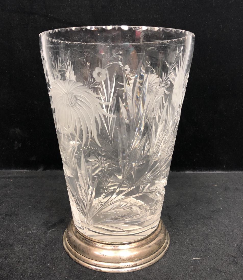 HAWKES Sterling Elegant Cut Crystal Vase. Flared (1 of 11)