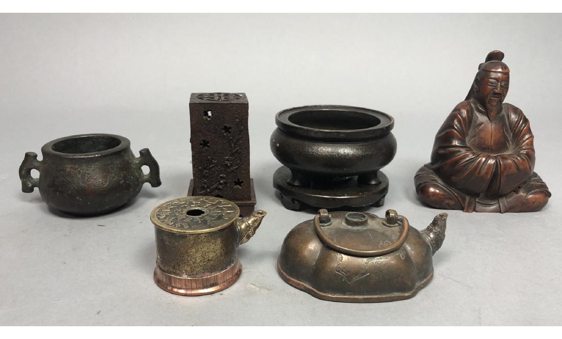 6pc Asian Table Lot. Carved wood seated bearded s (1 of 15)