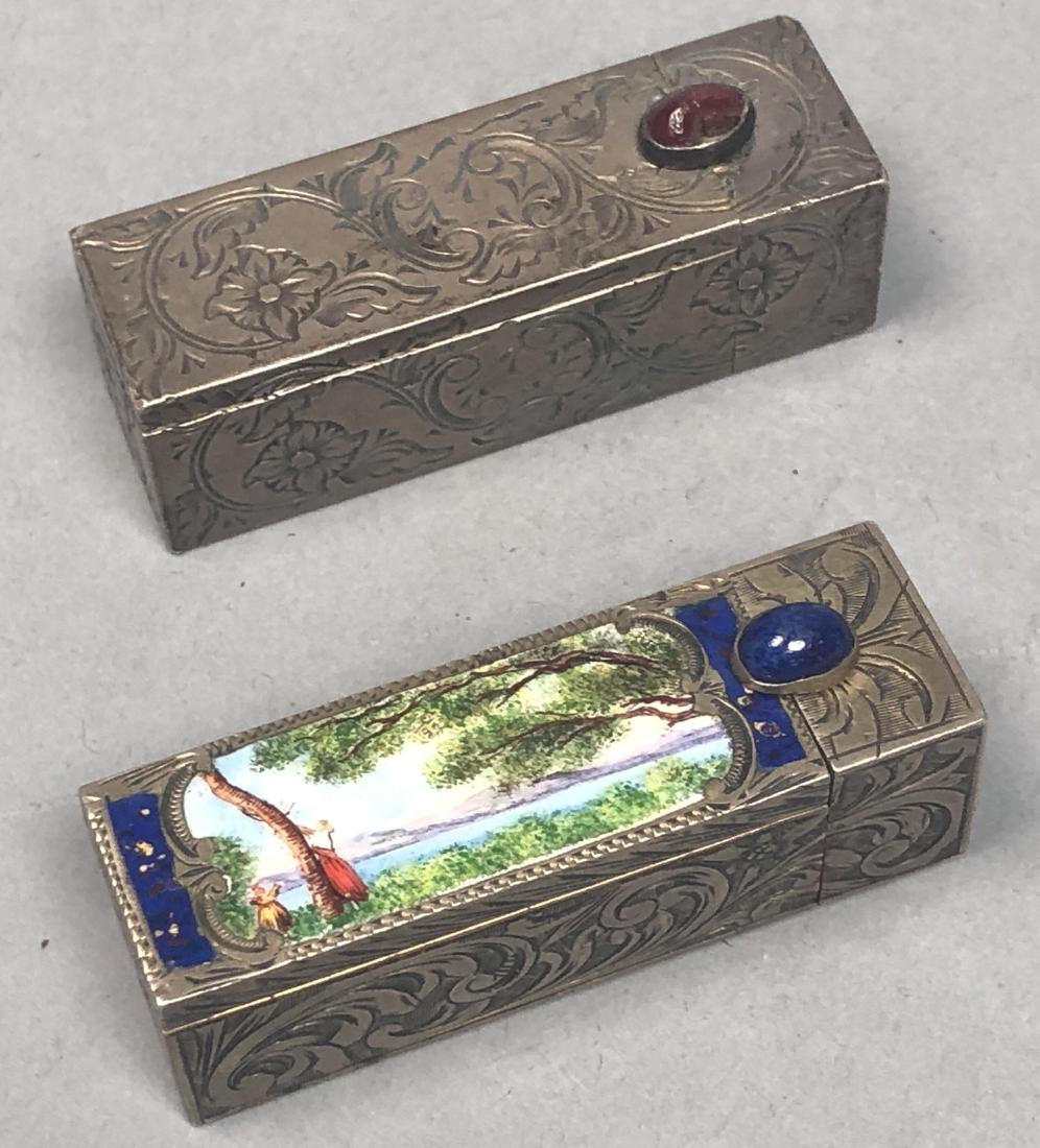 2pc Sterling Silver Engraved Lipstick Holders. On (1 of 4)