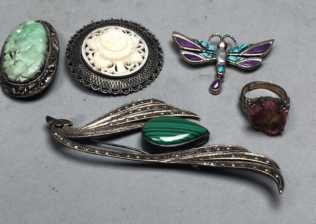 5pc Vintage Silver Jewelry Lot. Pins and ring. Ma (1 of 6)