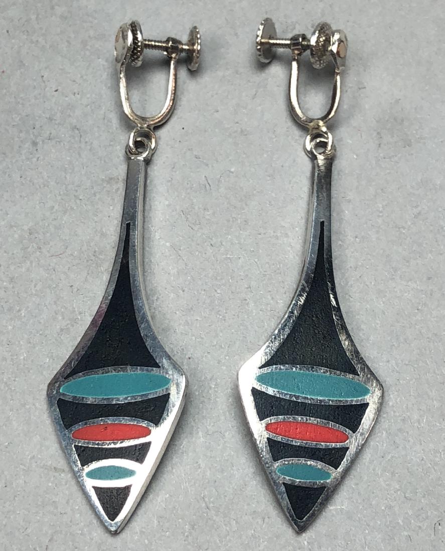 Pr POUL WARMIND Sterling Enamel Danish Earrings. (1 of 2)