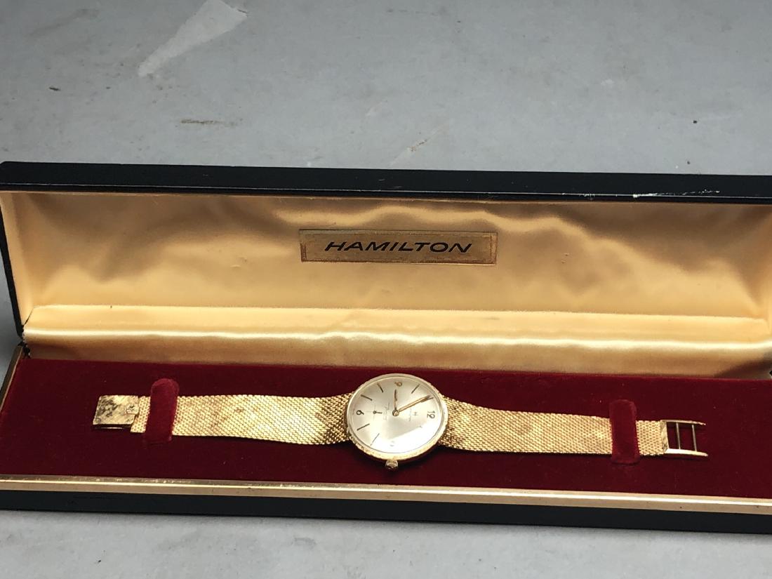 14K YG HAMILTON Watch Woven Mesh 14K Band. Thin L (1 of 4)