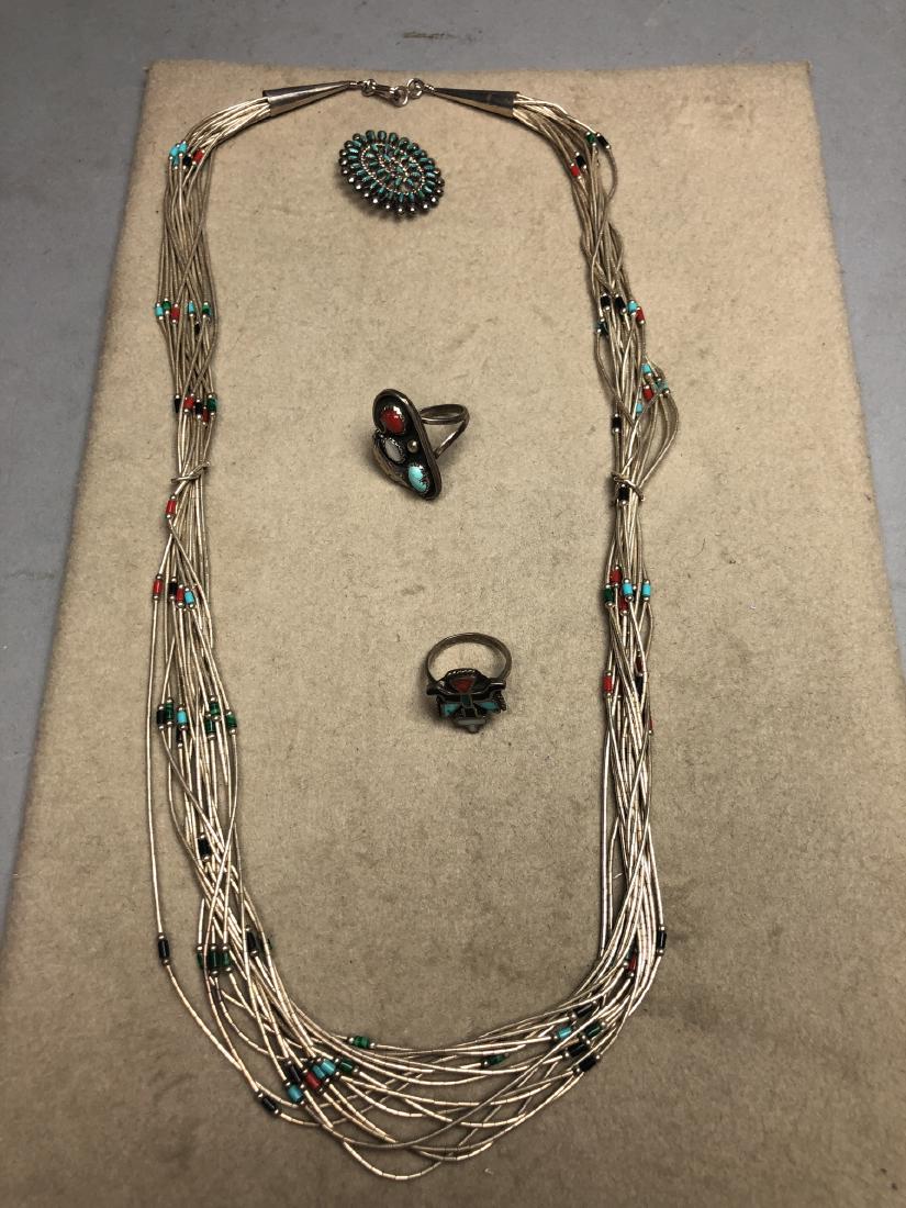 4pc Native American Jewelry Lot. Zuni turquoise n (1 of 4)