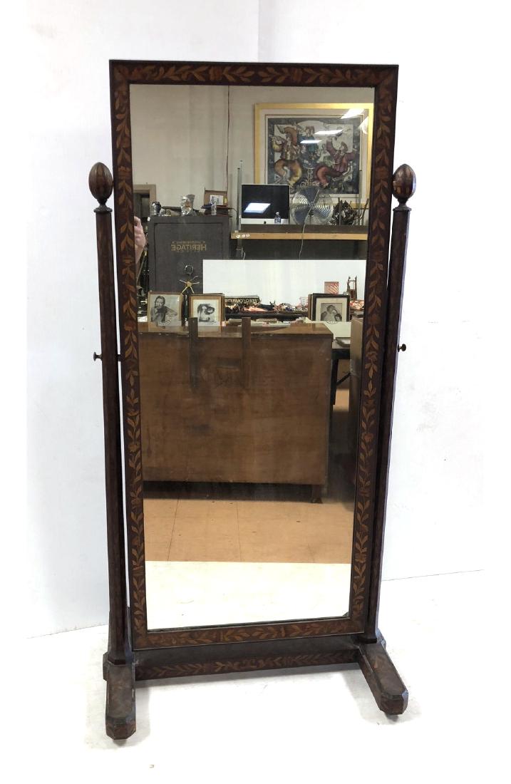 Antique Dutch Marquetry Inlaid Cheval Mirror. Rec (1 of 13)
