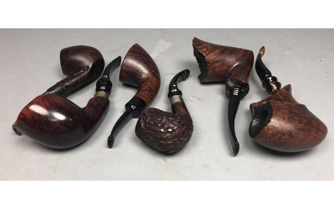 6pc Burl Wood Smoking Pipes. STANWELL, KARL ERIK, (1 of 16)