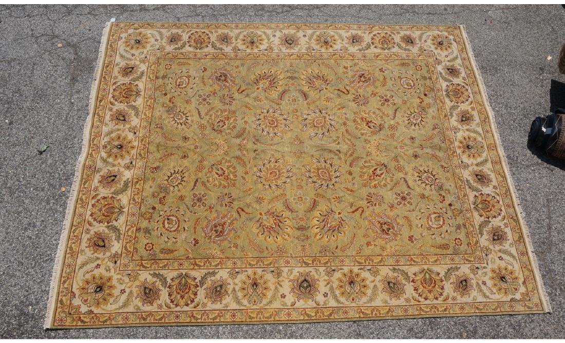 8x10 Handmade carpet rug. with tan ground. Contem (1 of 6)
