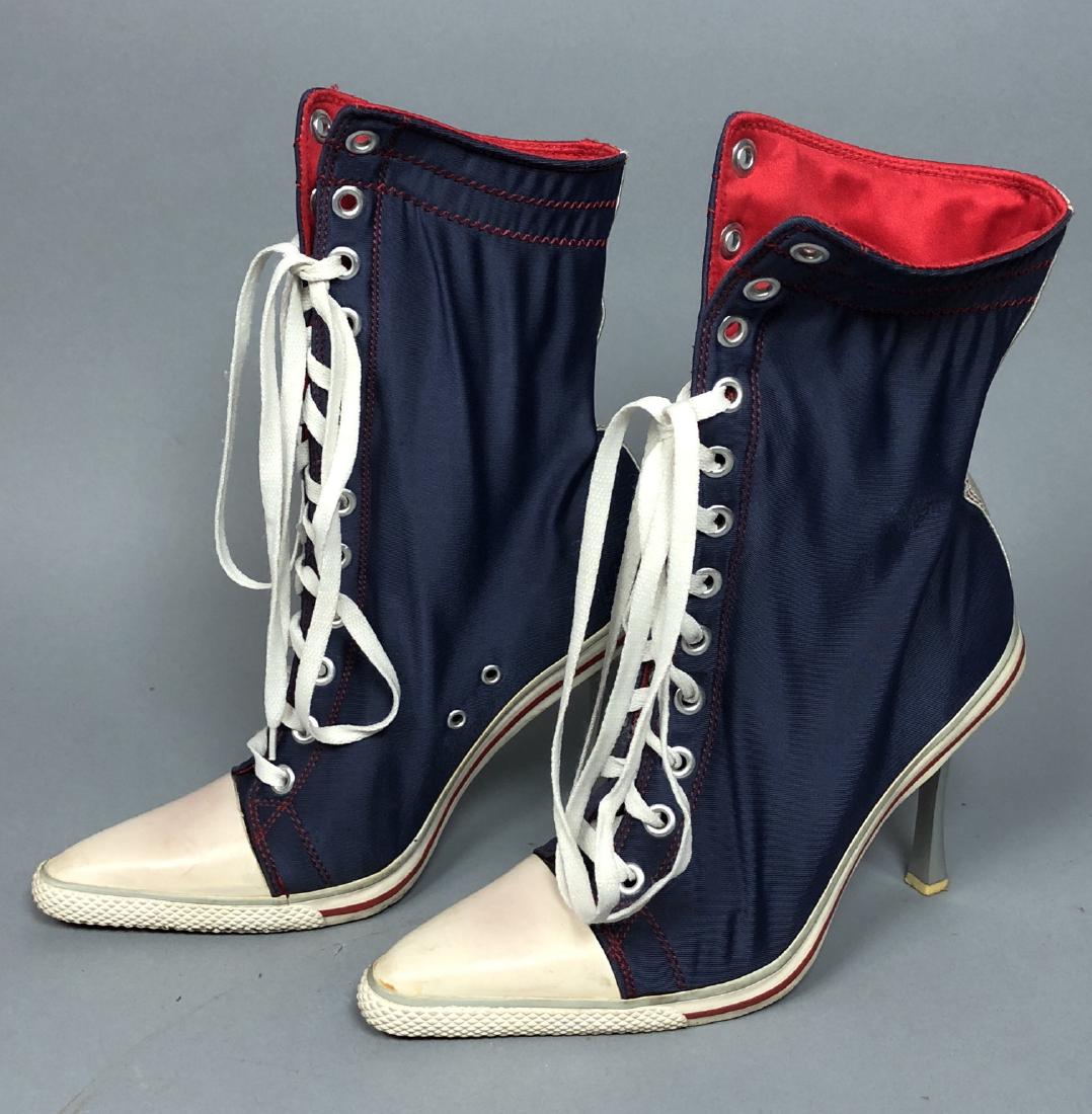 Stiletto High Top Dress Sneakers. Red white and b (1 of 7)