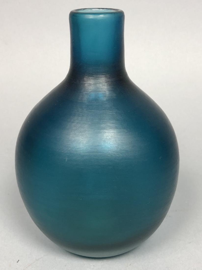 VENINI Murano Deep Turquoise Inciso Glass Vase. 3 (1 of 8)