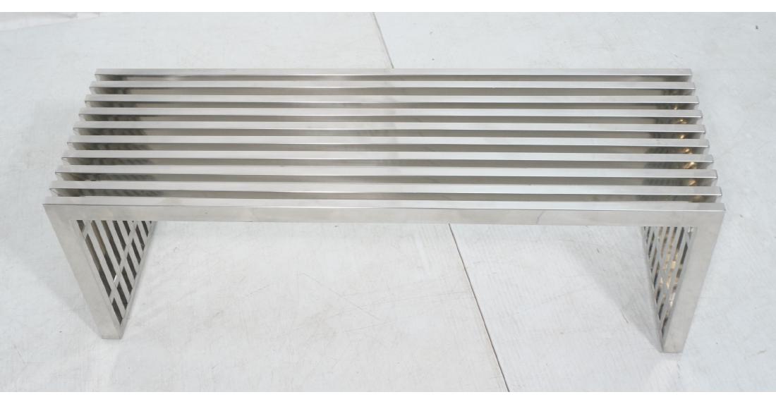 Chromed Metal Modernist Slat Bench Table. DIA sty (1 of 10)