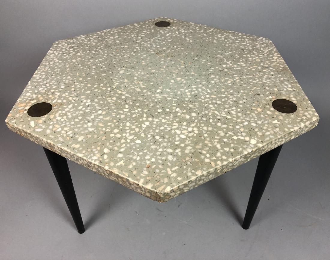 Terrazzo Hexagonal Modernist Side Table. Stone pi (1 of 7)