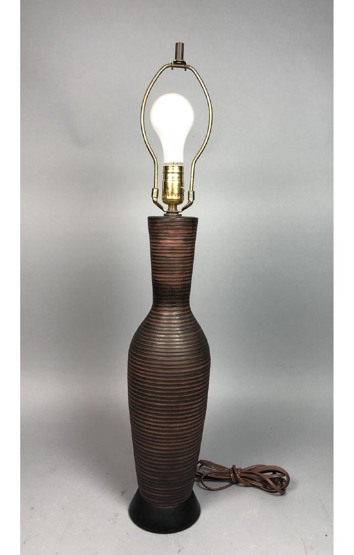 Tall Bottle Form Modernist Ceramic Table Lamp. Br (1 of 9)