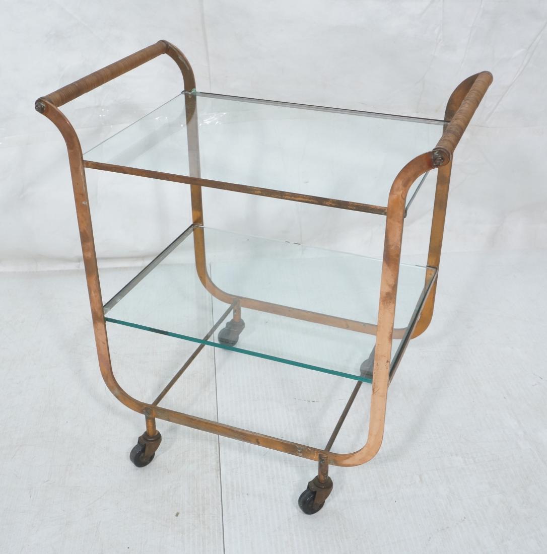 Art Deco French Style Copper Glass Rolling Cart. (1 of 11)